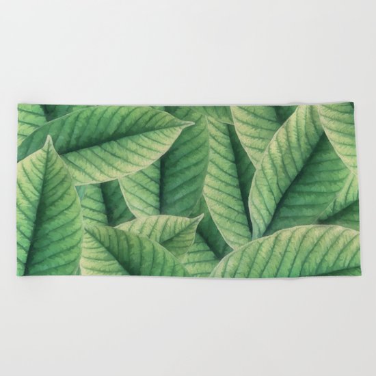 Greenery leaves II Beach Towel