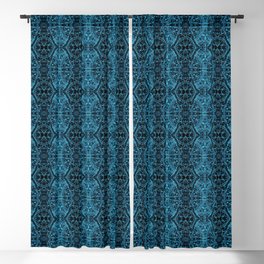 Liquid Light Series 31 ~ Blue Abstract Fractal Pattern Blackout Curtain