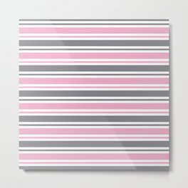 Pastel Pink & Gray & White Stripe Pattern Metal Print | Lines, Grey, Pattern, New, Digital, Lightgray, Bedroom, Stripes, Summer, Pink 