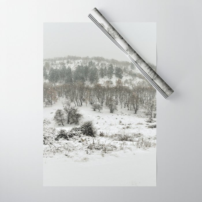 Snowing forest wrapping paper by ARTbyJWP | Society6