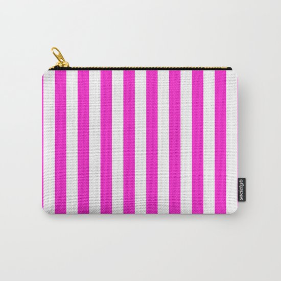 Vertical Stripes (Hot Magenta/White) Carry-All Pouch