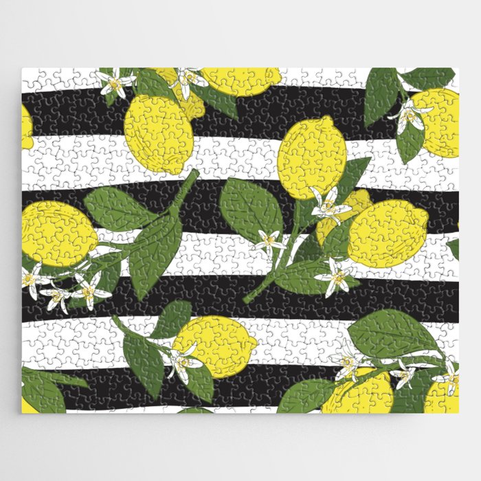 Mediterranean Summer Lemons Pattern Jigsaw Puzzle