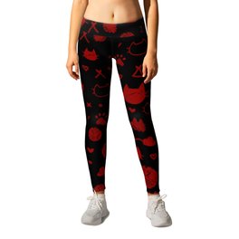 Purr! (black & red) Leggings