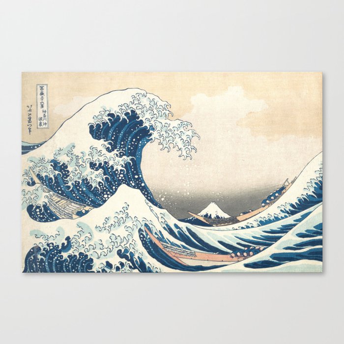 The Great Wave Off Kanagawa by Katsushika Hokusai Thirty Six Views of Mount Fuji - The Great Wave Canvas Print