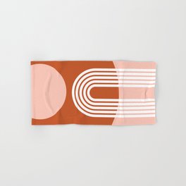 Geometric Lines in Terracotta Rose Gold 7 (Rainbow and Sun Abstract) Hand & Bath Towel