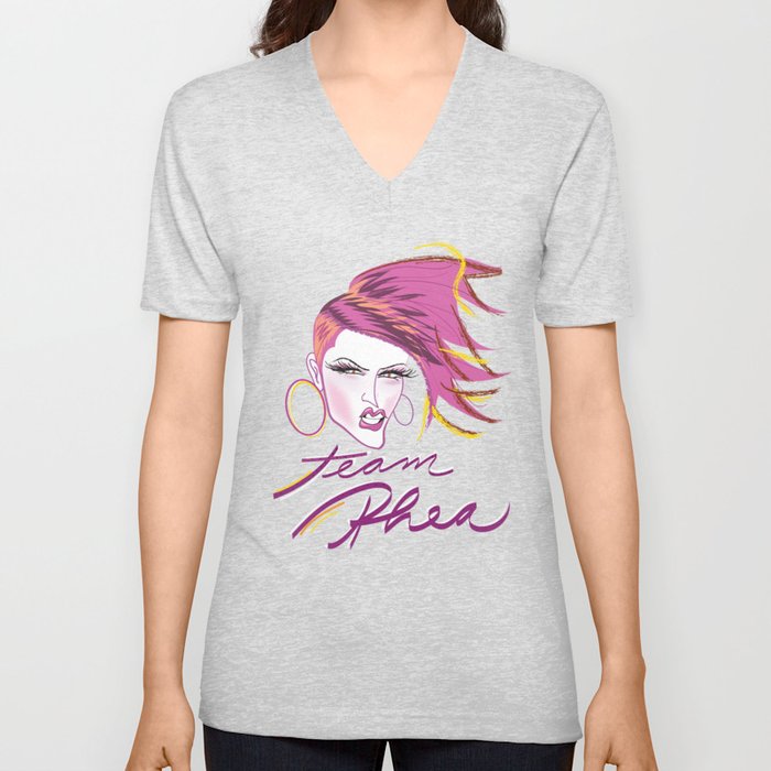 Team Rhea A la Pink V Neck T Shirt