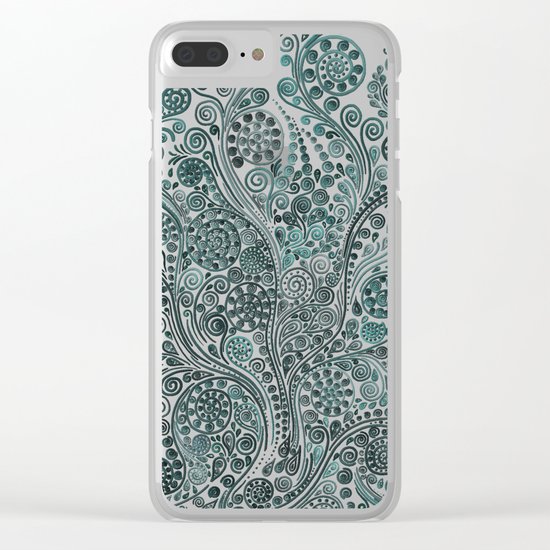 Teal ornaments Clear iPhone Case