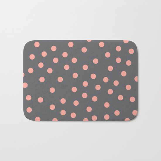 Simply Dots Salmon Pink on Storm Gray Bath Mat