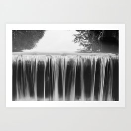 waterfall nature photography black and white Art Print