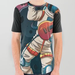astronaut playing guitar All Over Graphic Tee