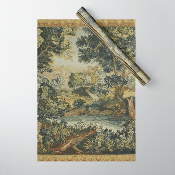Antique 18th Century Verdure French Aubusson Tapestry Wrapping Paper