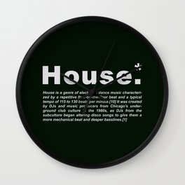 House Music definition, Djs gift. Wall Clock