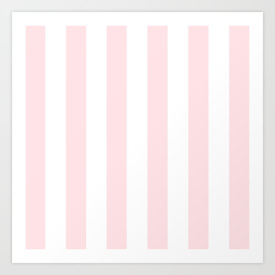 Simply Vertical Stripes Flamingo Pink on White Art Print
