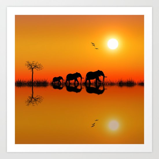 Elephants Art Print