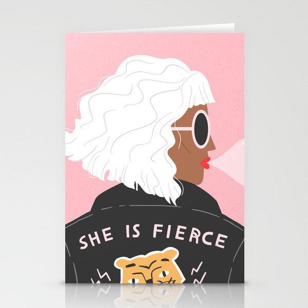 She is Fierce Pink Stationery Cards