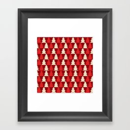 Christmas Pattern Red White Tree Geometric Framed Art Print