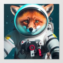 Cute Astronaut Fox in the space Canvas Print