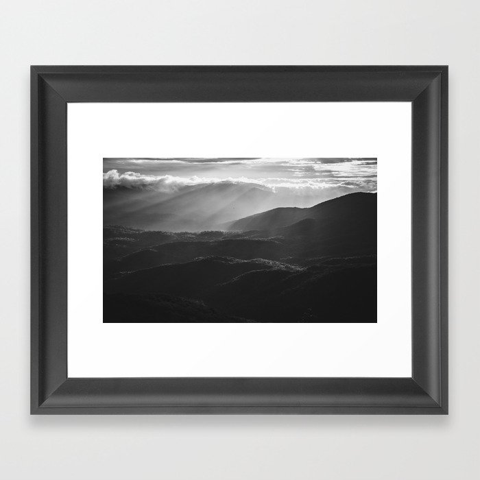 Sunrise in North Georgia Mountains BW #blackwhite Framed Art Print