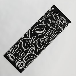 Black and White African Tribal Graffiti In the Night Yoga Mat