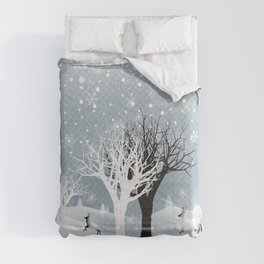 Winter Holiday Fairy Tale Fantasy Snowy Forest Collection Comforter