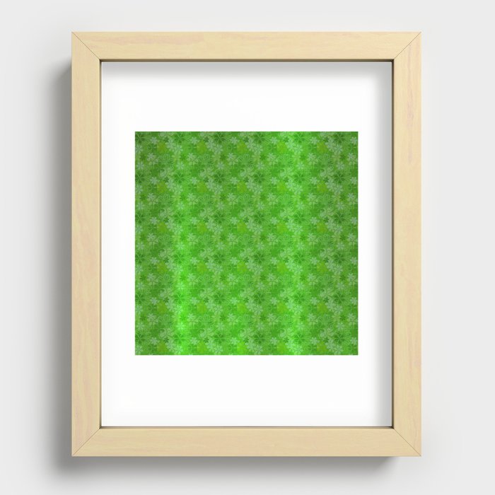 Green Silk Metallic Floral Modern Collection Recessed Framed Print