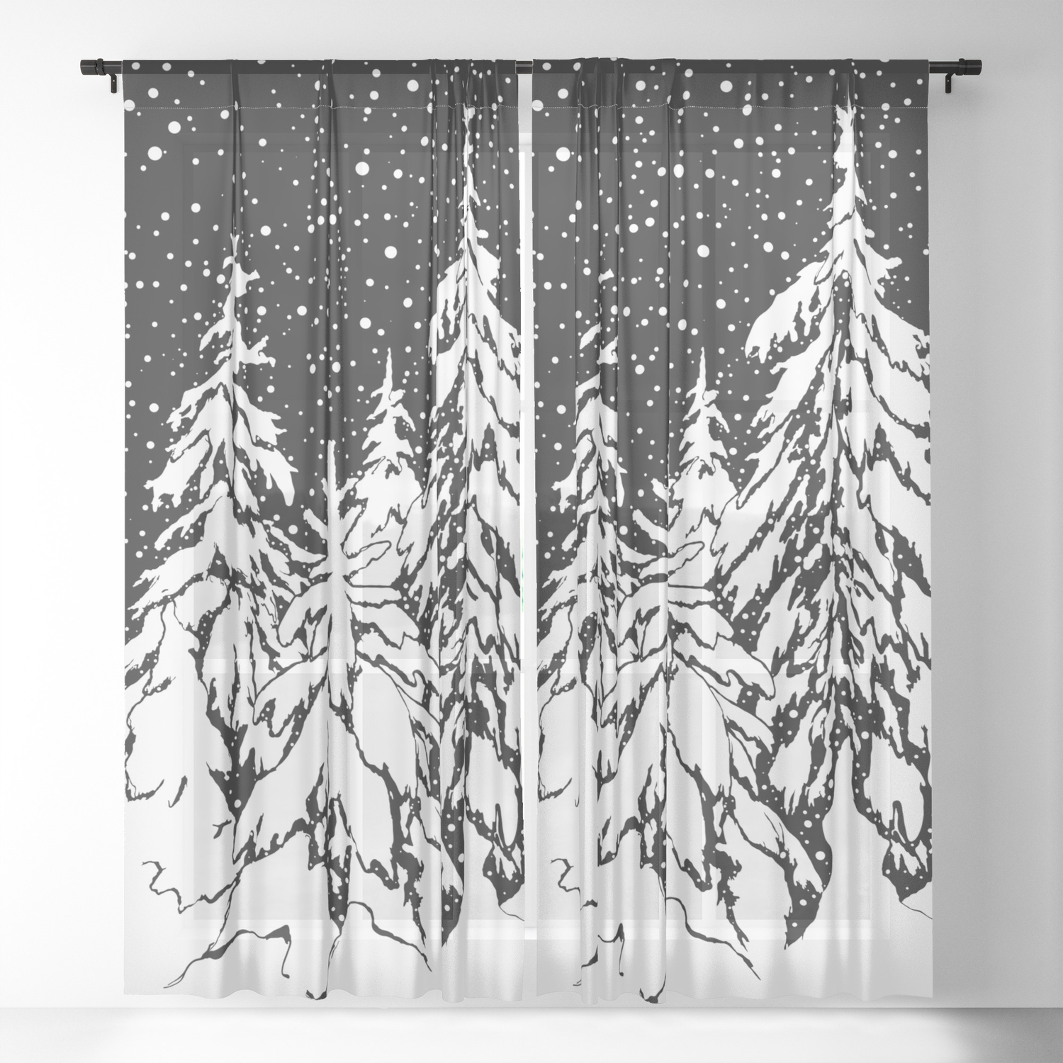 Winter Forest Sheer Curtain By Pineart Society6