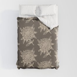 Elegant Flowers Floral Nature Brown Beige Duvet Cover