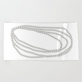 White Pearl Beaded Necklace Beach Towel