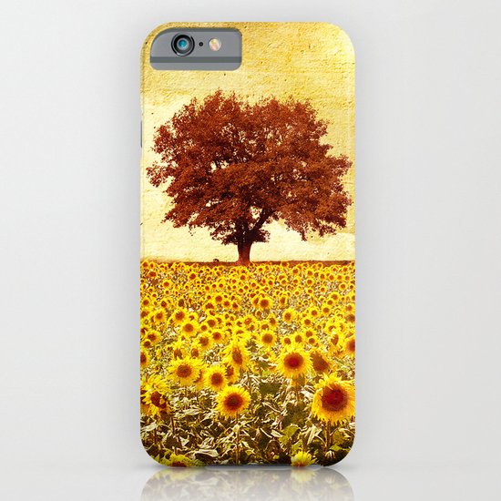 lone tree & sunflowers field iPhone & iPod Case