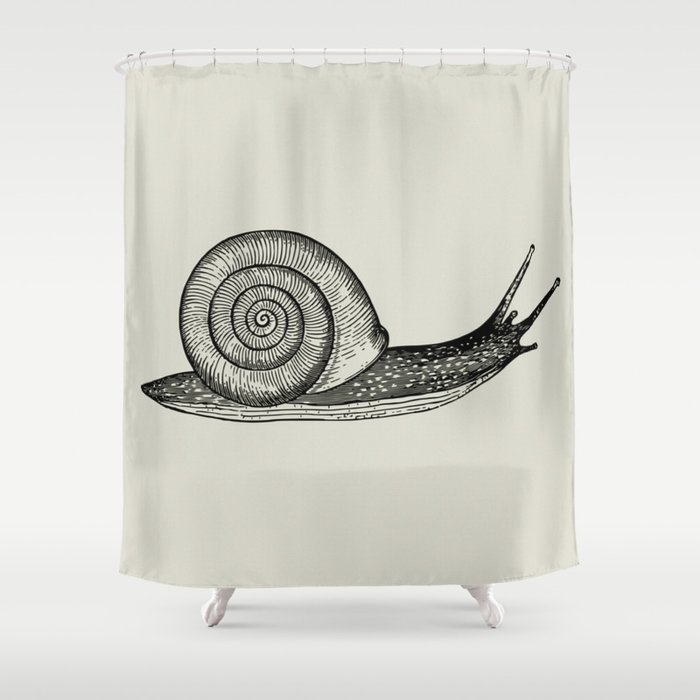 Woodcut Snail Shower Curtain