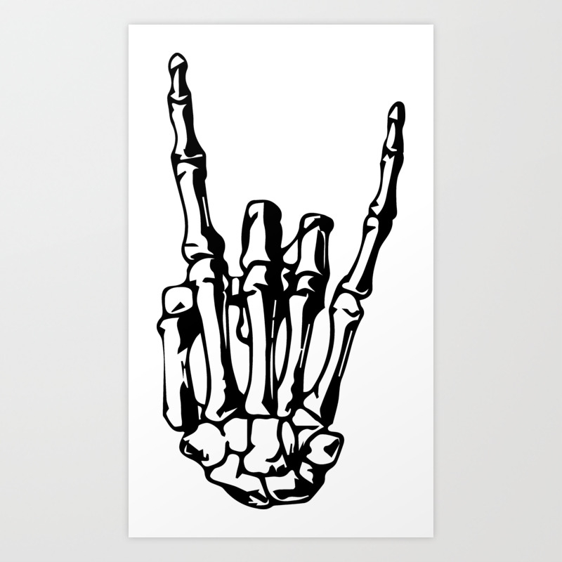 Rock On Skeleton Hand Art Print By Penguin8 Society6