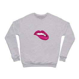Pink lip biting Crewneck Sweatshirt