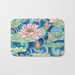 Water Lilies Bath Mat | Watercolor, Mikart, Pattern, Giftidea, Floralpattern, Salomemika, Flowers, Water, Wildnature, Lilies 