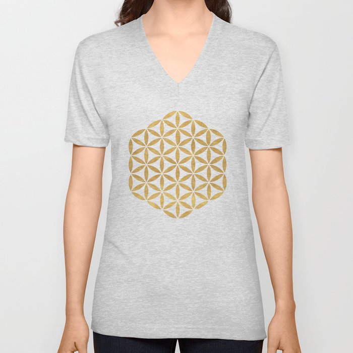 FLOWER OF LIFE sacred geometry V Neck T Shirt by deificus Art