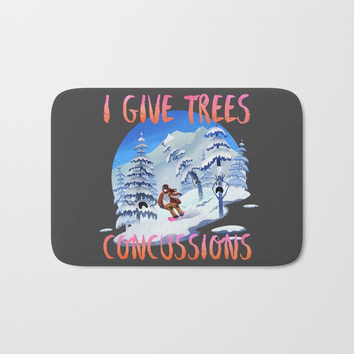 Snowboard Steve - I give trees concussions Bath Mat