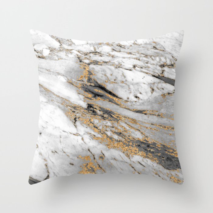 Amazing Gold Marble Design Throw Pillow