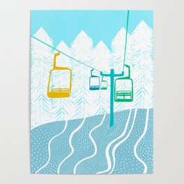 chairlift, winter blue Poster