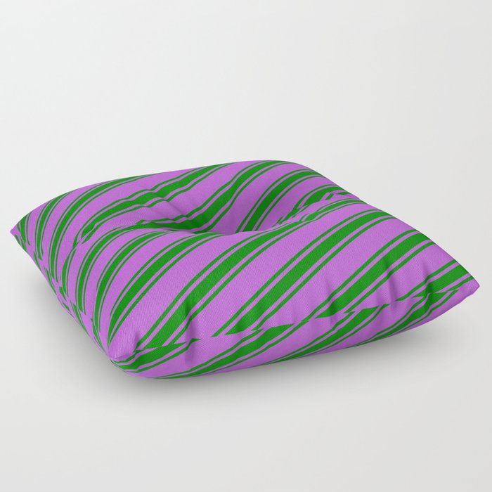 Orchid and Green Colored Lined/Striped Pattern Floor Pillow