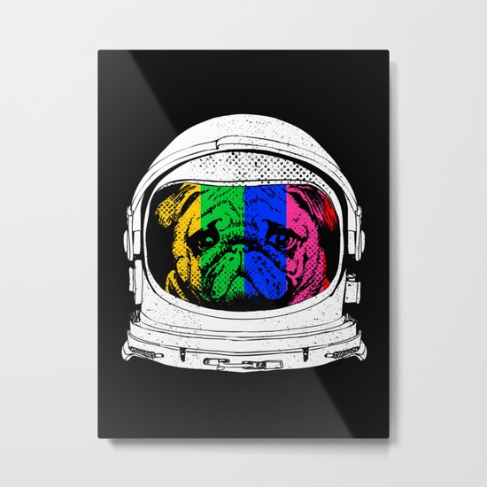 Astronaut Pug Metal Print