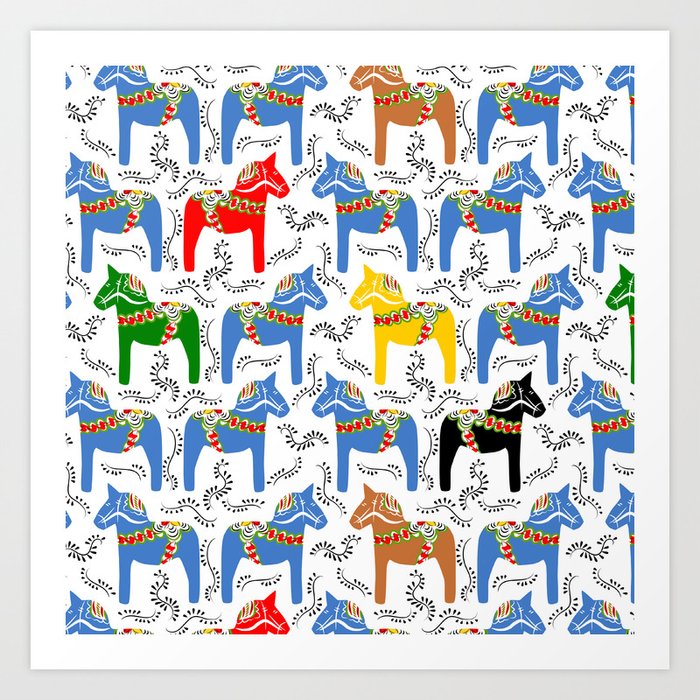Dala Horse pattern Art Print