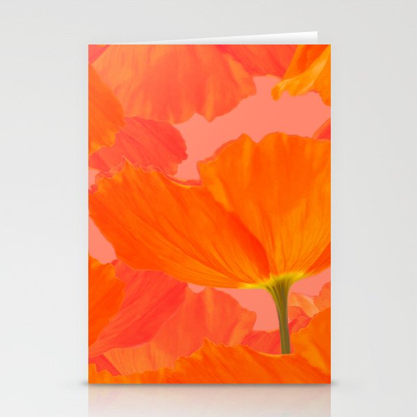 Beautiful Poppies Coral Color Background #decor #society6 #buyart Stationery Cards
