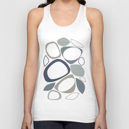 Mid Century Modern Abstract 8 Blue, Grey and Beige Unisex Tank Top