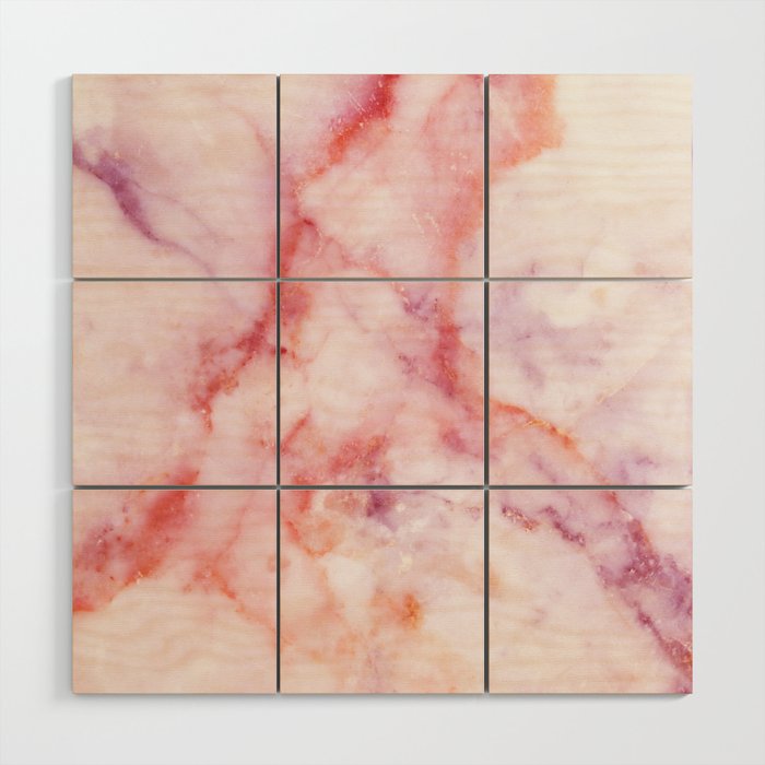 Pink Quartz Marble Wood Wall Art