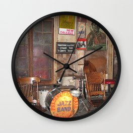 Jazz Band Stage Wall Clock | Drumset, Southernart, Music, Jazz, Neworleansmusic, Neworleans, Color, Frenchquarter, Musicians, Jazzband 
