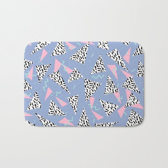 Trendy triangles geometric pop pattern pink black and white minimal gifts Bath Mat