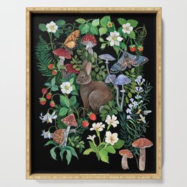 Rabbit and Strawberry Garden Serving Tray