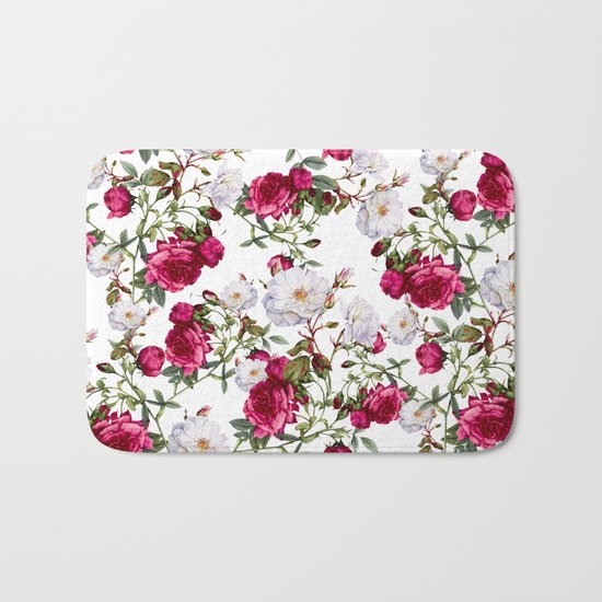 Vintage Roses Bath Mat