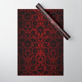 Dark Red and Black Damask Wrapping Paper