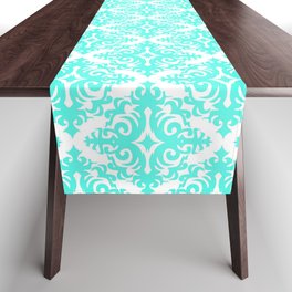 Damask (Turquoise & White Pattern) Table Runner