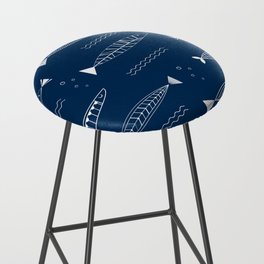 Nordic fishes blue pattern Bar Stool